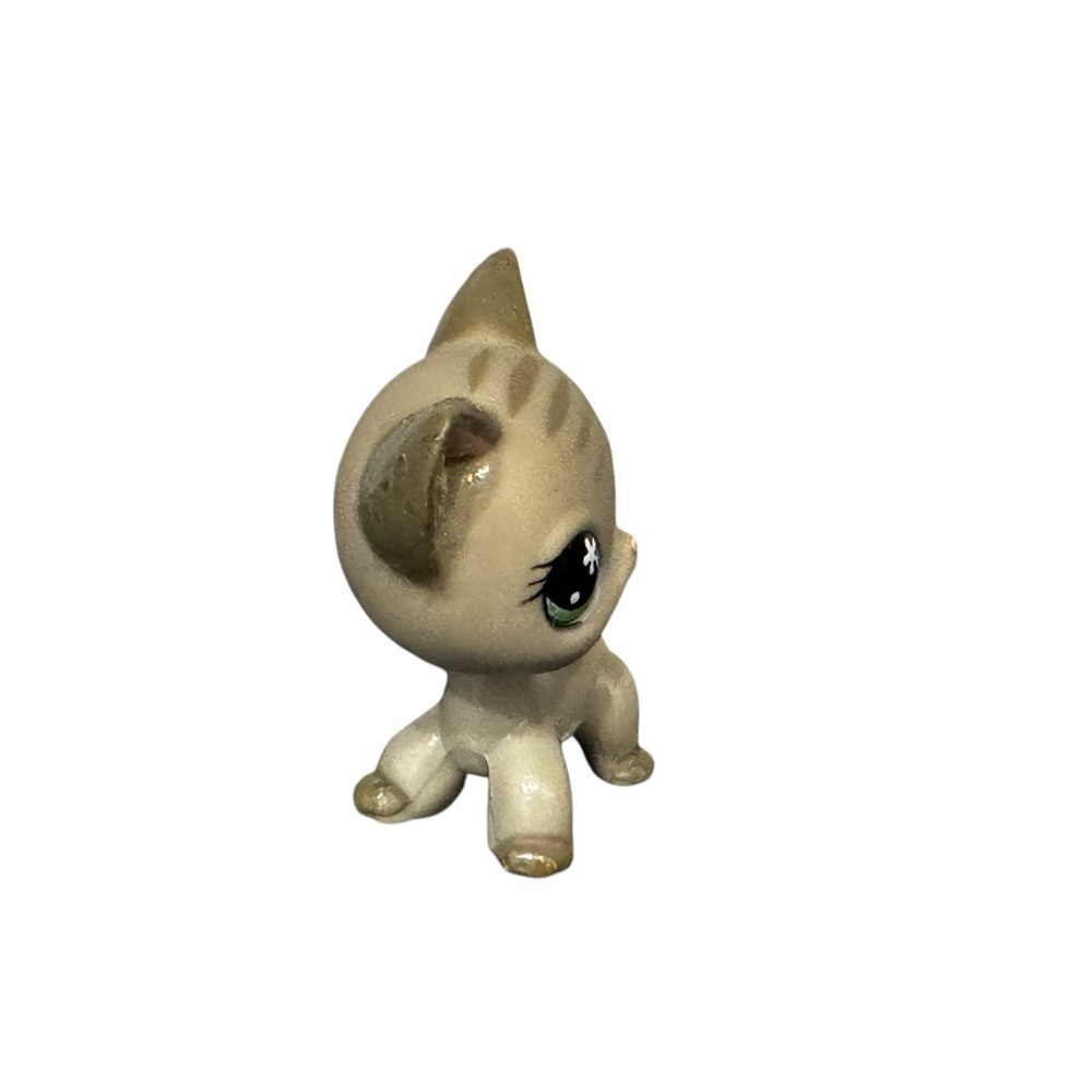 Littlest Pet Shop Shorthair Cat #483 Gray Tabby w/ Flower Over Eye: Authentic - Picture 3 of 7